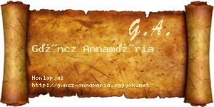 Güncz Annamária névjegykártya